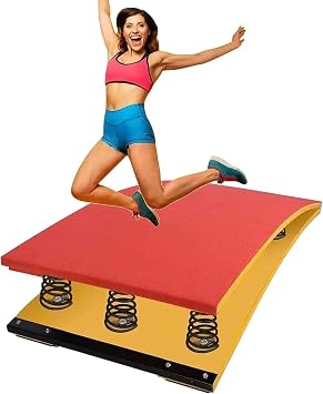 Gymnastics Springboard 120 * 60cm Hardwood Gymnastics Spring Board with Crash Mats, Pro Curved Spring Board Durable Arts Springboard for Sports Club, Martial Arts, Adult/Teen/Child
