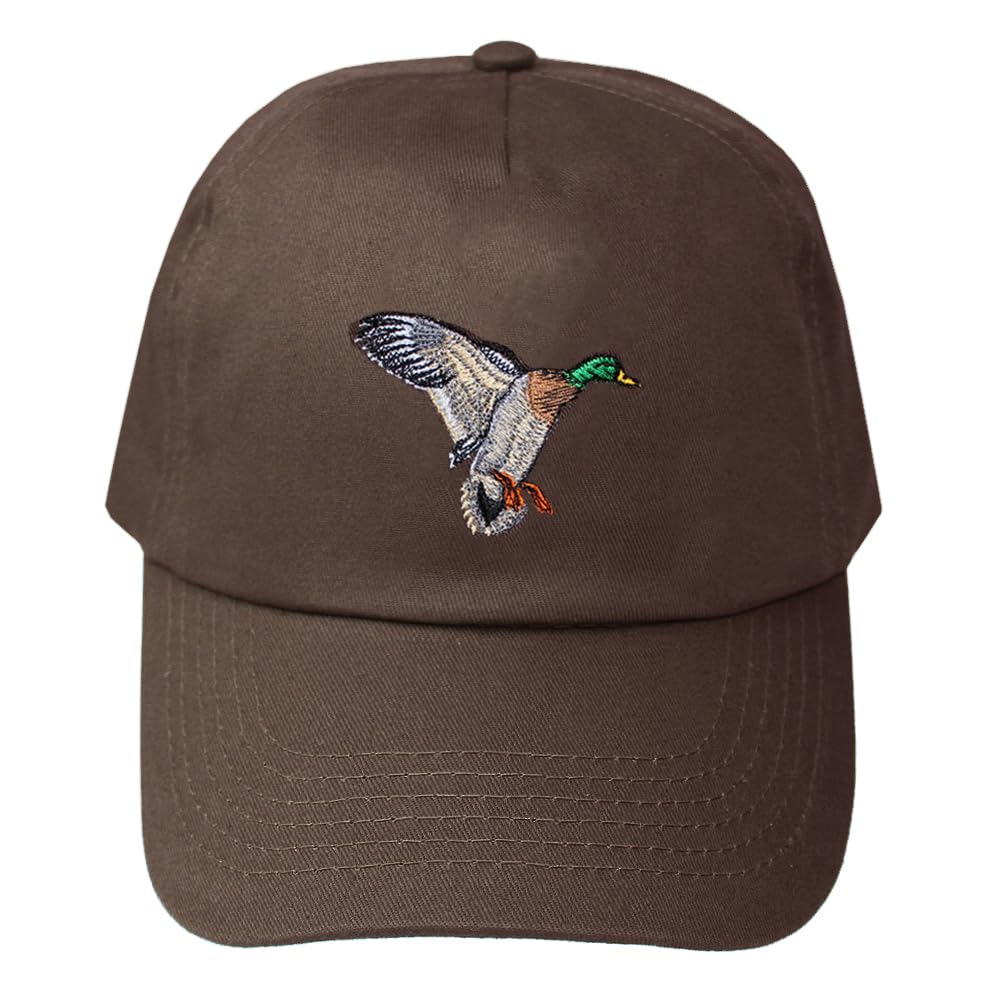 Teddyt's Men's Brown Mallard Duck Embroidered Cotton Baseball Cap Hat