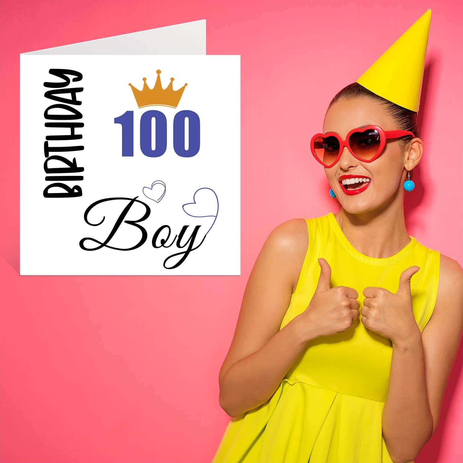 Stuff4 100th Birthday Card for Men - Birthday Boy - Happy Birthday Cards for 100 Year Old Man Great Grandpa Step Dad Papa Pops Uncle, 5.7 x 5.7 Inch One Hundred One-Hundredth Bday Greeting Cards Gift