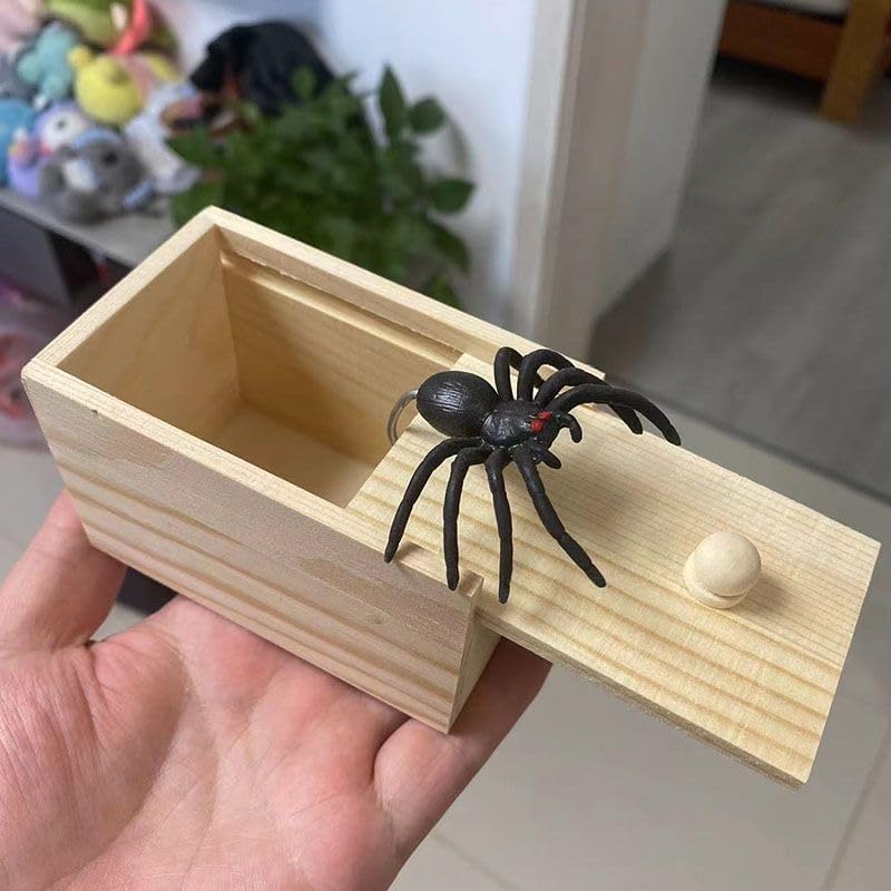 Rubber Spider Trick Box, Spider Trick Toys, Handmade Wooden Trick Surprise Box for Adults and Children Pranks for Adults Stuff image 5