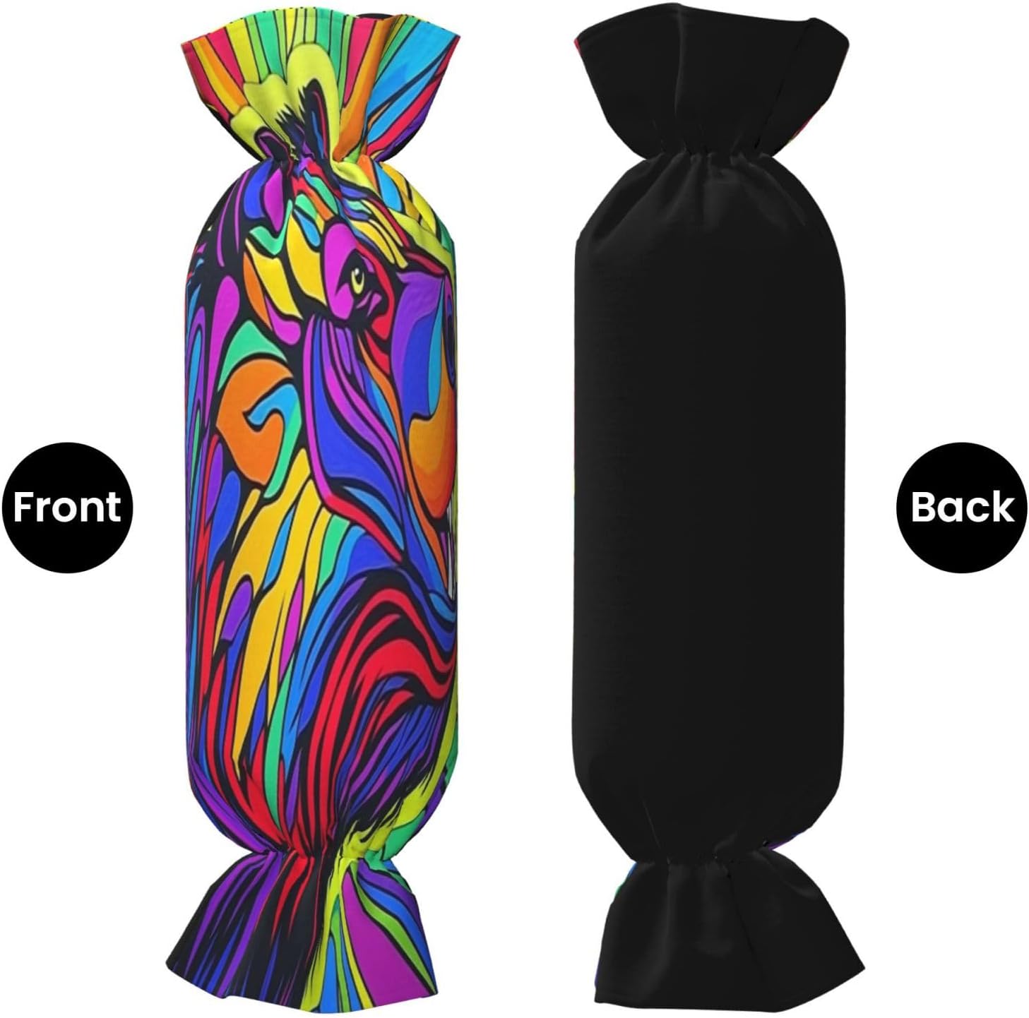 Colorful Lion Cylindrical Pillow-Premium Bed Pillows, Side Sleeper Neck Support, Decorative Candy Design, Soft and Durable