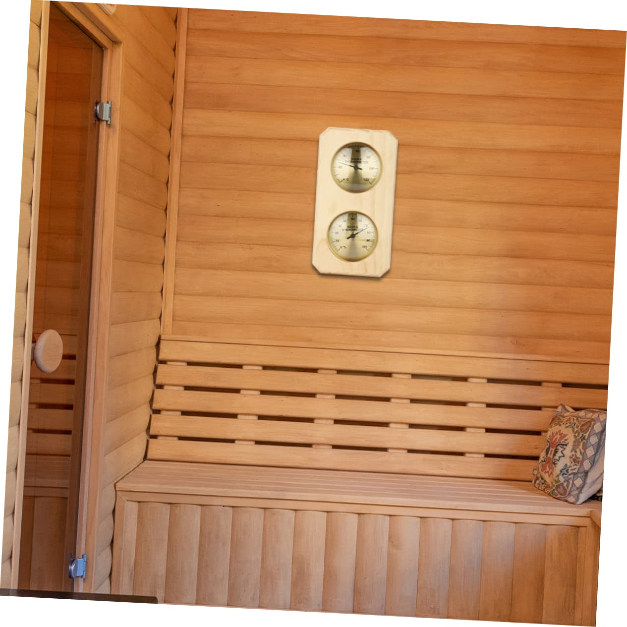 Happyyami Termometro Igrometro 0-120℃ in Legno per Sauna Misuratore di Umidità e Termostato Interno, Lettura Rapida