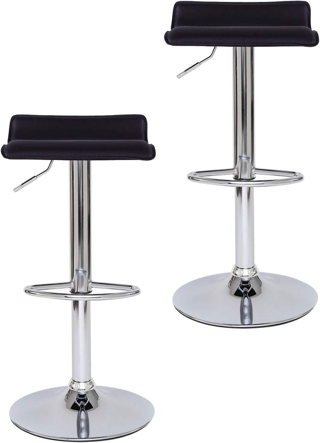dibea BC00875 Bar Stools Set of 2 Imitation Leather 360° Rotatable Height-Adjustable Black Model 4