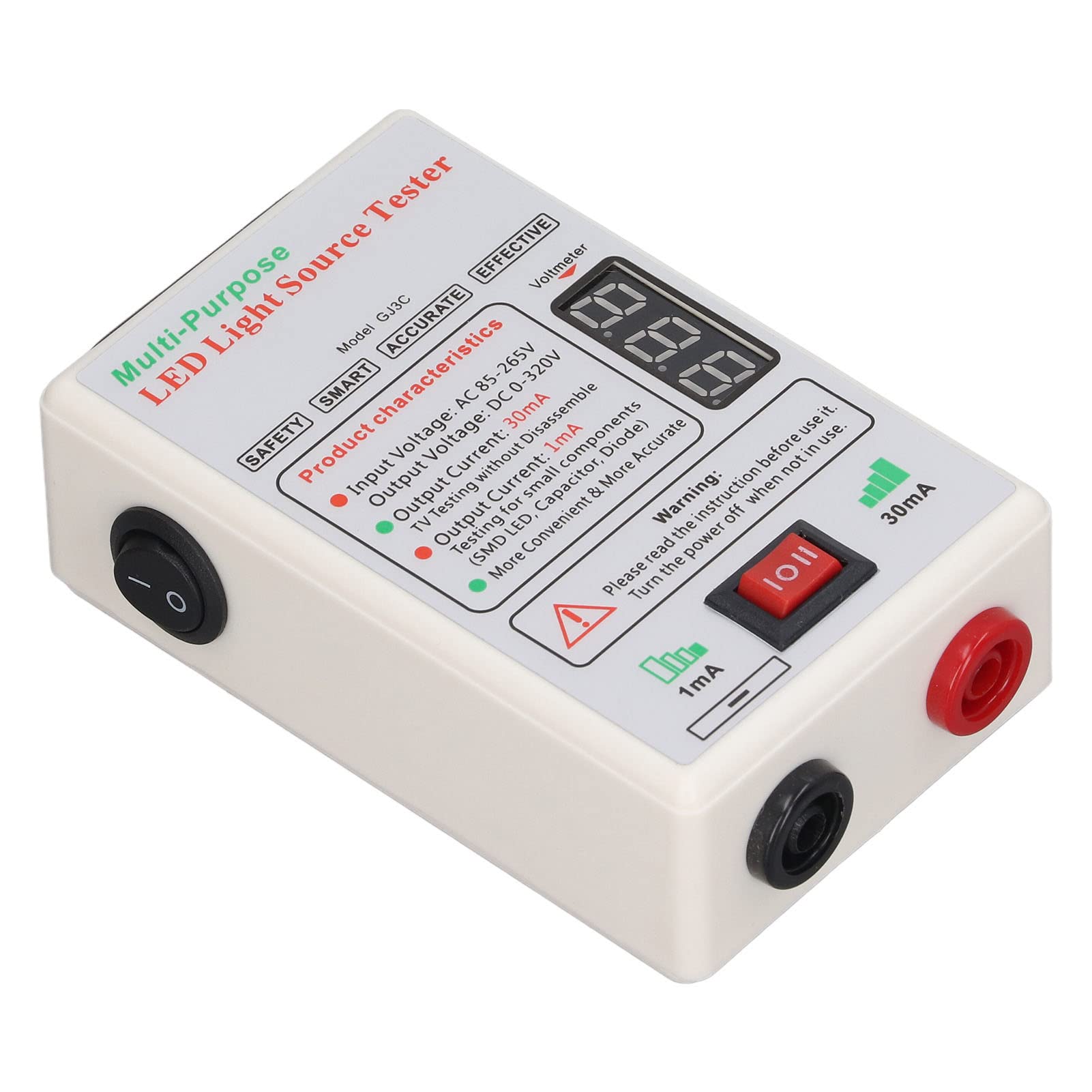 Tester Retroilluminazione LED TV 0-300V, Doppia Gamma di Corrente e Display Digitale, per Test Lampadine LED e Diodi Condensatori (Spina europea)