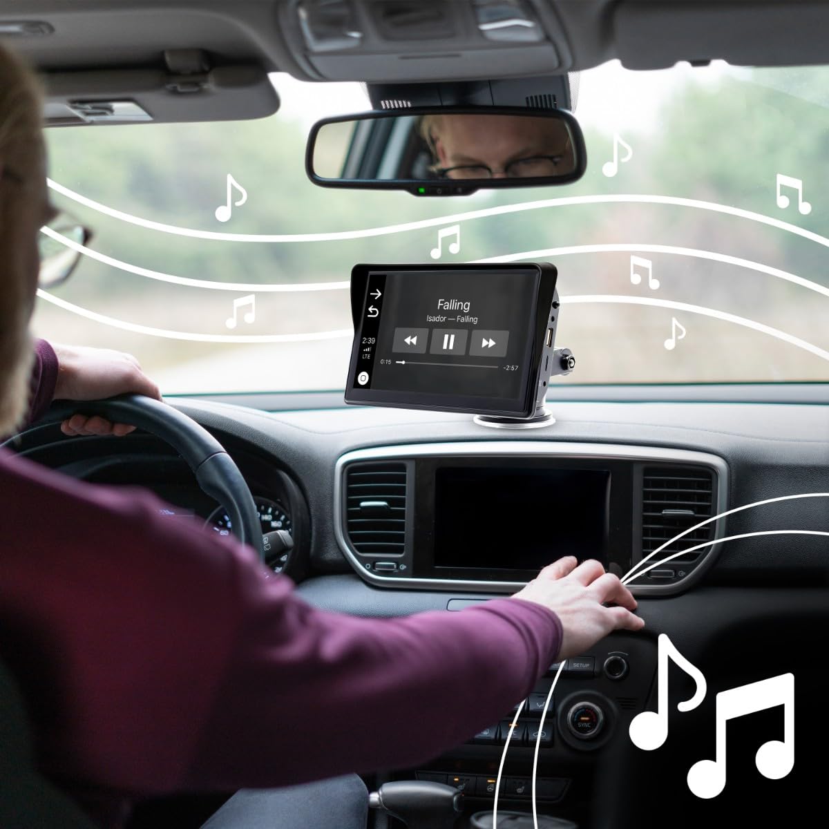 Retoo Carplay Display 7 Zoll, Multimediastation, Android Auto, Schwarz