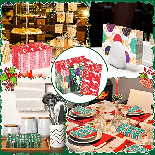 100 Pieces Christmas Napkins Paper Christmas Guest Napkins Elegant Disposable Napkins Red Dinner Napkins Guest Hand Towels For Bathroom Holiday Lunch Tea New Year Christmas Birthday Party Supply #TOP4