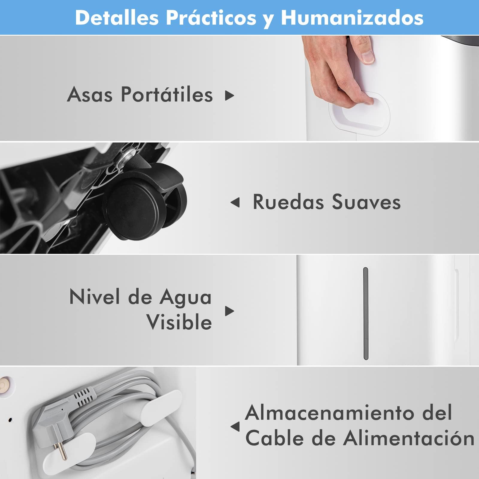 COSTWAY Deshumidificador Móvil, 50L/Día, Pantalla LED con Depósito de 5L, 4 Modos, 24h Temporizador, 2 Velocidades, Auto-Apagado, Deshumidificador Silencioso para Dormitorio Sala de Estar (50L/Day)