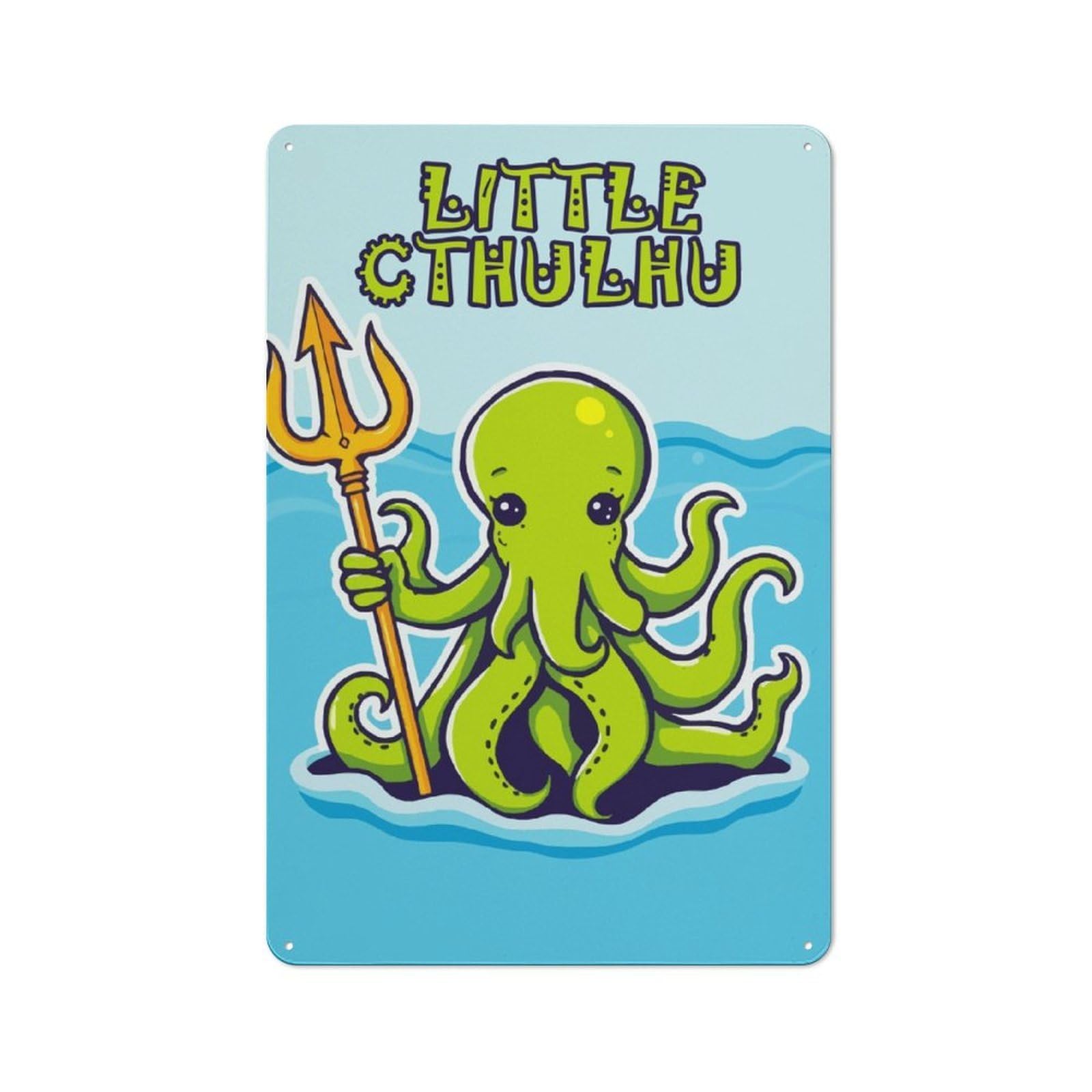 Junmoney Cute Cthulhu Octopus For Garden Room Or Summerhouse, Rustic Tin Sign 30X20cm, Tin Sign Wall Decor For Garden Rooms And Summerhouses