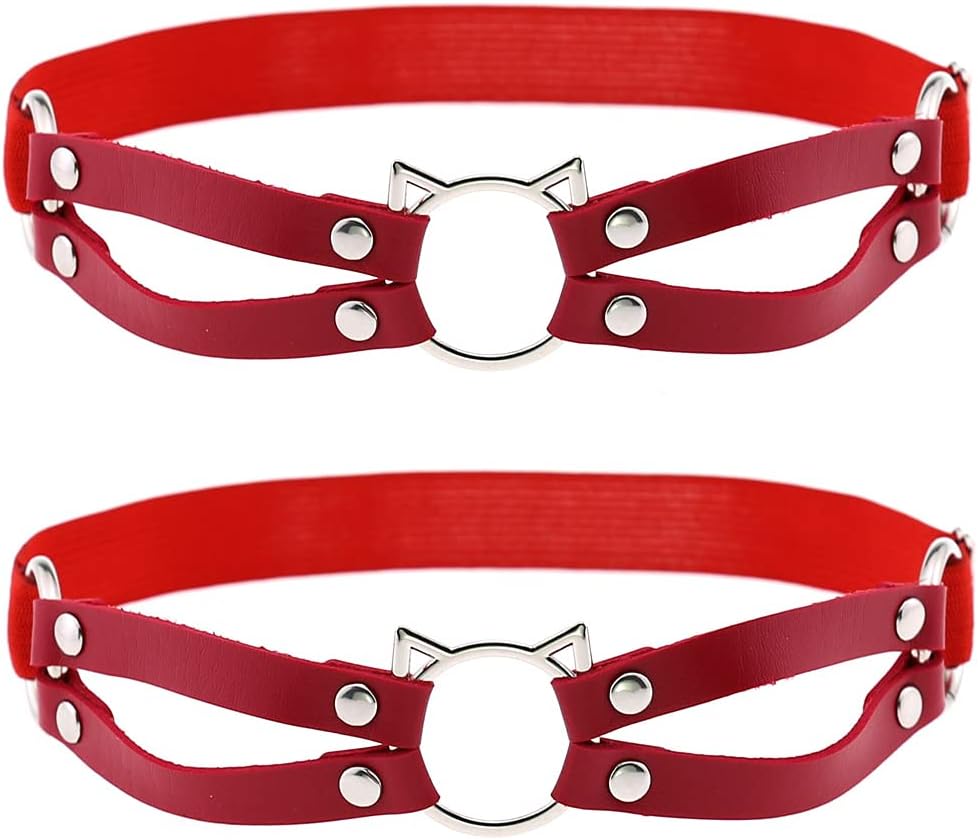 YunPeng Women Cute Leather Elasticity Leg Harness Garter Belts Adjustable Punk Thigh Garter 2pcs