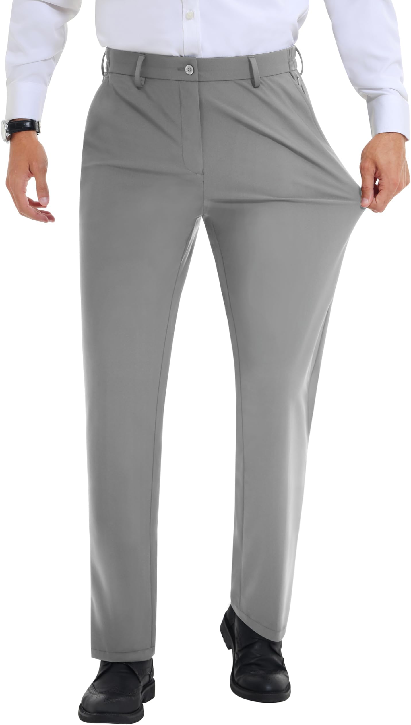 Mens Stretch Dress Pants Slim Fit Dress Pants for Men Expandable Waist Dress Pants Casual Athletic Golf Pants