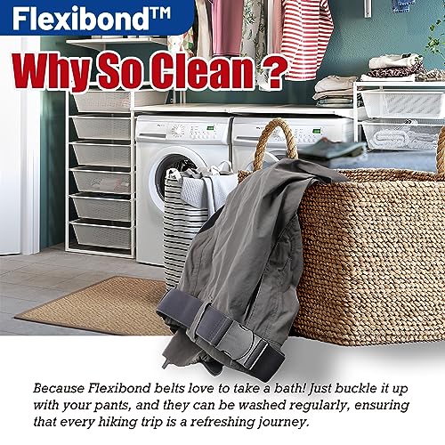 COMFORTABLE Mens Stretch Hiking Belt Minimalist Web Elastic Belts for Men, Metal-free Travel Buckle,≤44" Waist4