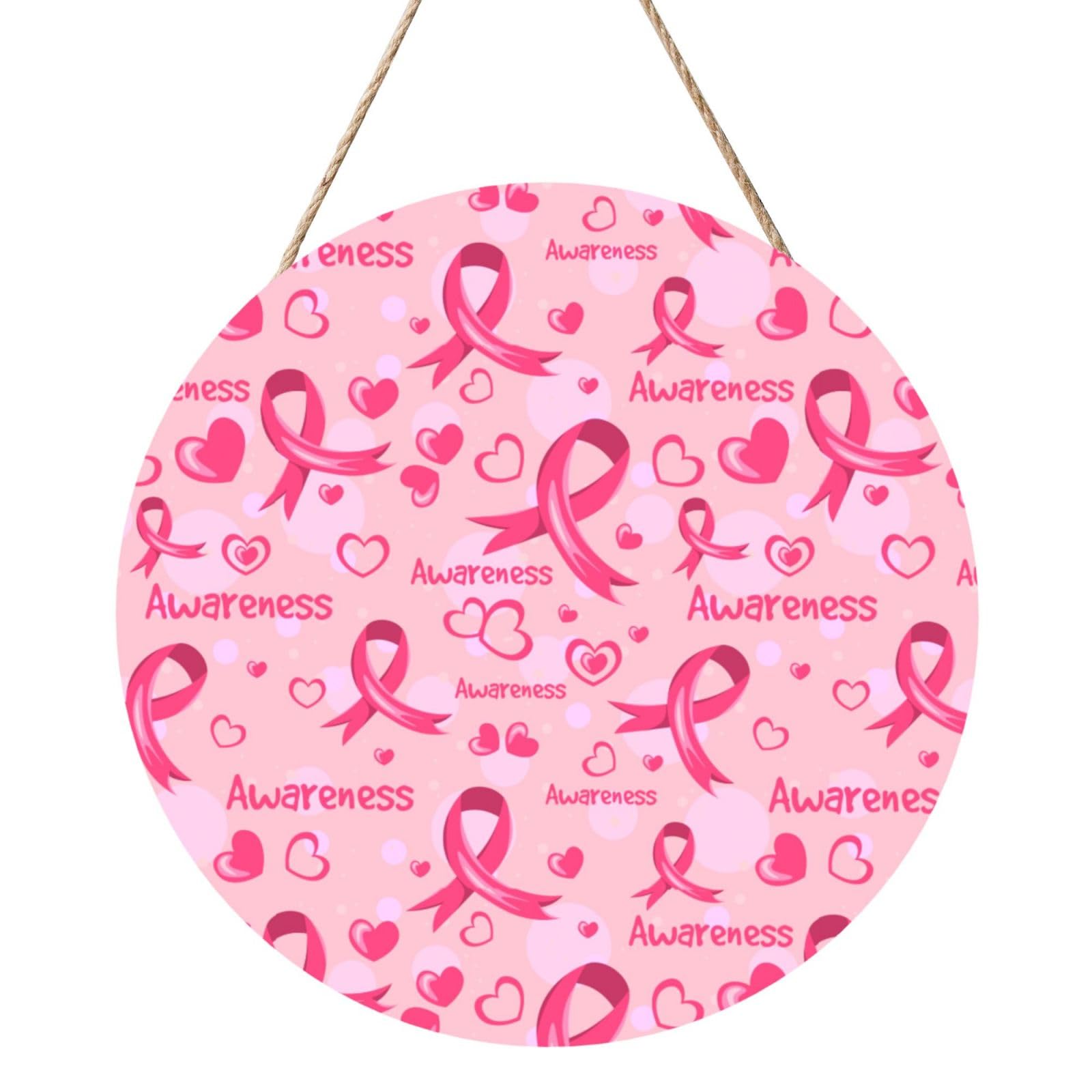 Breast Cancer Awareness Door Signs Plaques Wood Welcome Sign For Front Door Wall Hanging For Home Farmhouse Office Classroom Party Decoration
