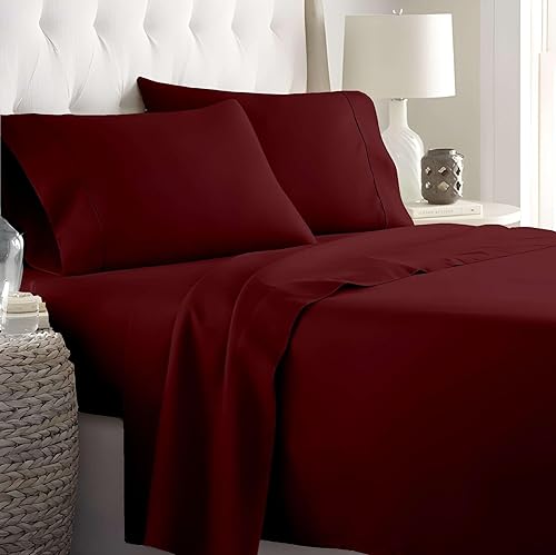 Juego de sábanas King  Juego de sábanas de 4 piezas  Sábanas de 400 hilos  Sábanas para cama tamaño King  100% algodón suave de fibra larga  Fácil