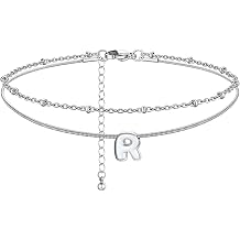 ChainsHouse Initial Ankle Bracelets for Women Waterproof, 14K Gold Plated Layered Initial Anklets Non Tarnish, Adjustable Stainless Steel Women's Ankle Summer Beach Foot Jewelry