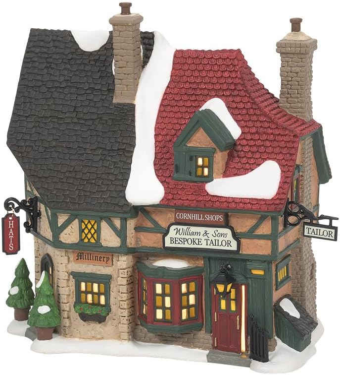 Department 56 Dicken's a Christmas Carol Village Cornhill Shoppes Lit Building, 7.33 Inch, Multicolor