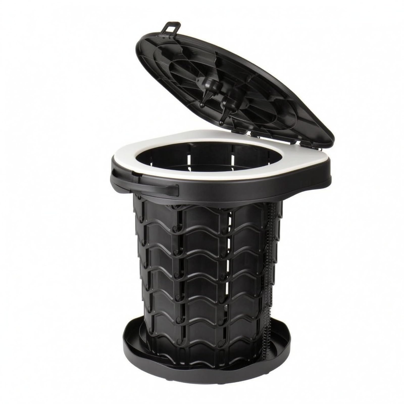 High-Strength ABS Folding Toilet Hinged Lid Collapsible Toilet Wide Base Travel Potty Storage Bag Included for Camping, Black-image-14