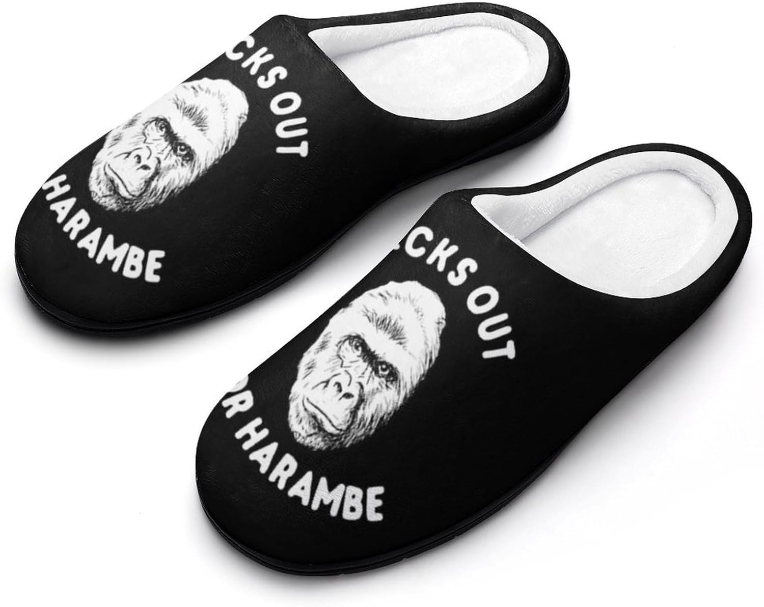 Dicks Out For Harambe Women's House Slippers Memory Foam Warm Shoes Spa Rubber Sole Indoor Outdoor