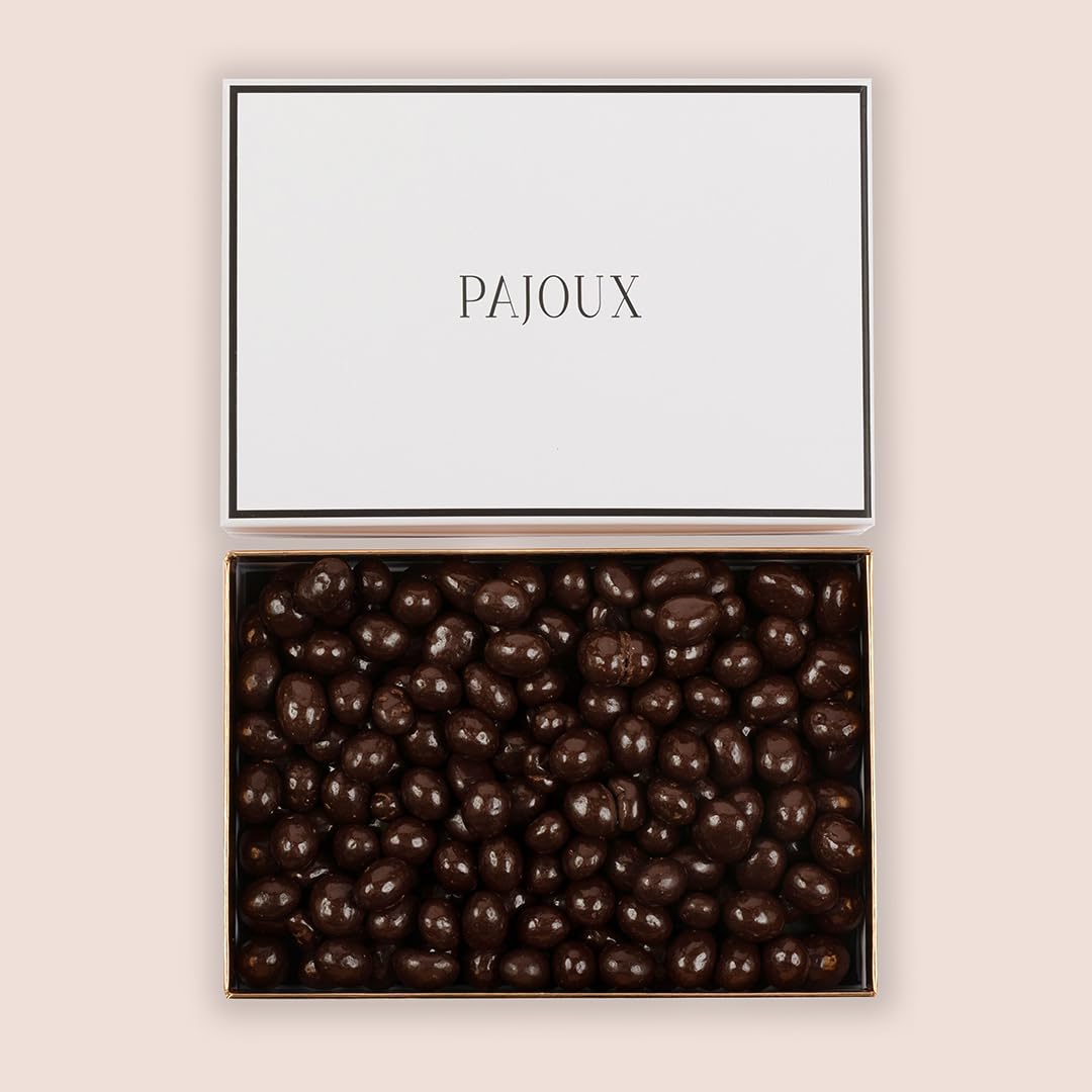 Pajoux Dark Chocolate Coffee Beans Luxury Gift Box 250g | Dark Chocolate Coated Coffee Beans - Palm Oil Free - Chocolate in a Gift Box