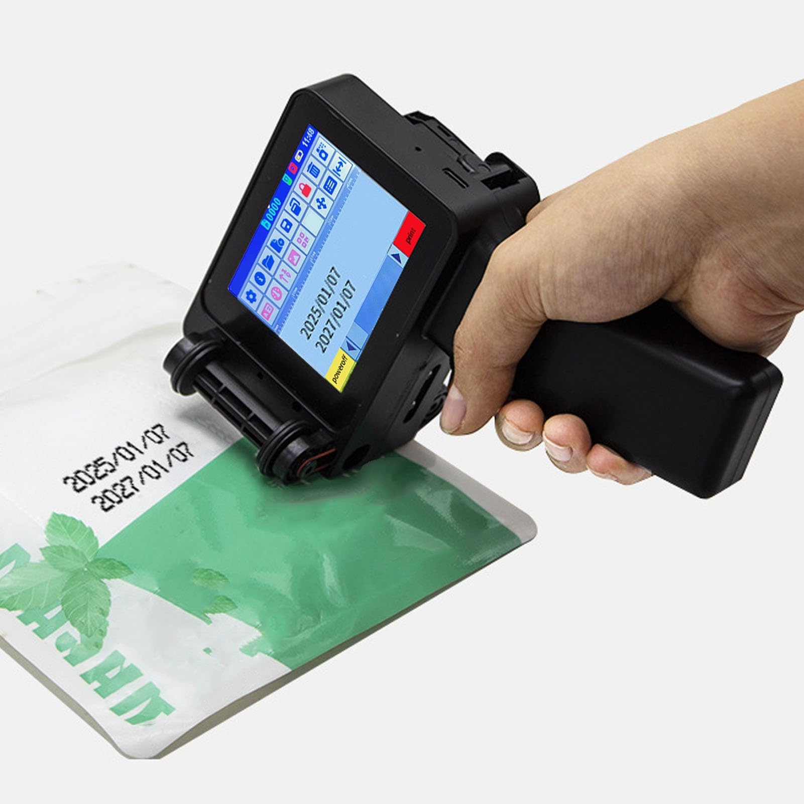 Impresora Portatil, Pistola for stampante a getto d'inchiostro portatile Stampante a ergonomica multilingue 4 CPU HD LED da .3 pollici for codici a barre