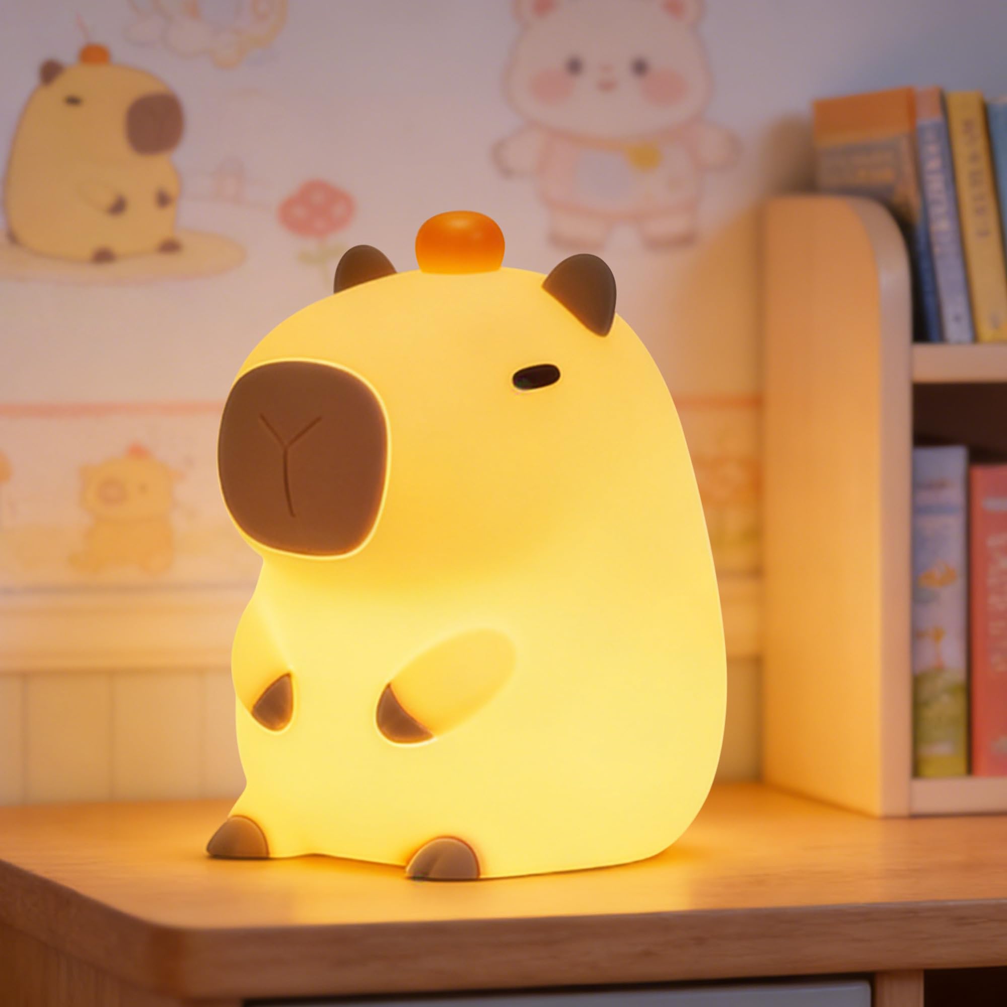 FAMIDUO Luce Notturna a Forma Di Capybara, ​​Luce Notturna Dimmerabile a 2 Livelli Per La Cameretta Dei Bambini, Luce da Lettura, Luminosità Regolabile Luce per Lettura