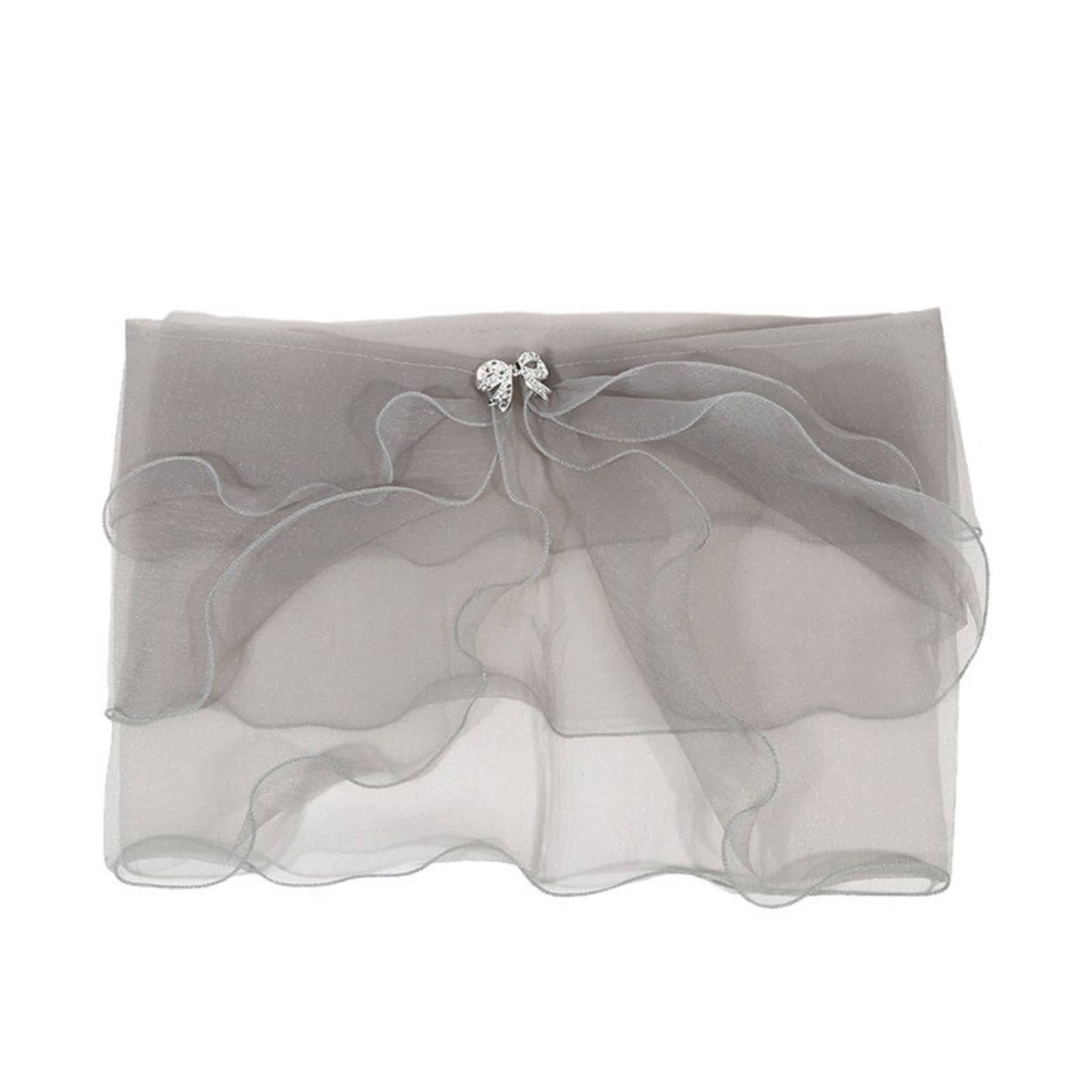 Club Bollywood®3 Layer Bridal Shawl Lightweight Wedding Dress Cover up Elegant Ruffle Edge Evening Wrap for Bride, Bridesmaids, Prom Gray|Womens Accessories|Scarves & Wraps-image-27