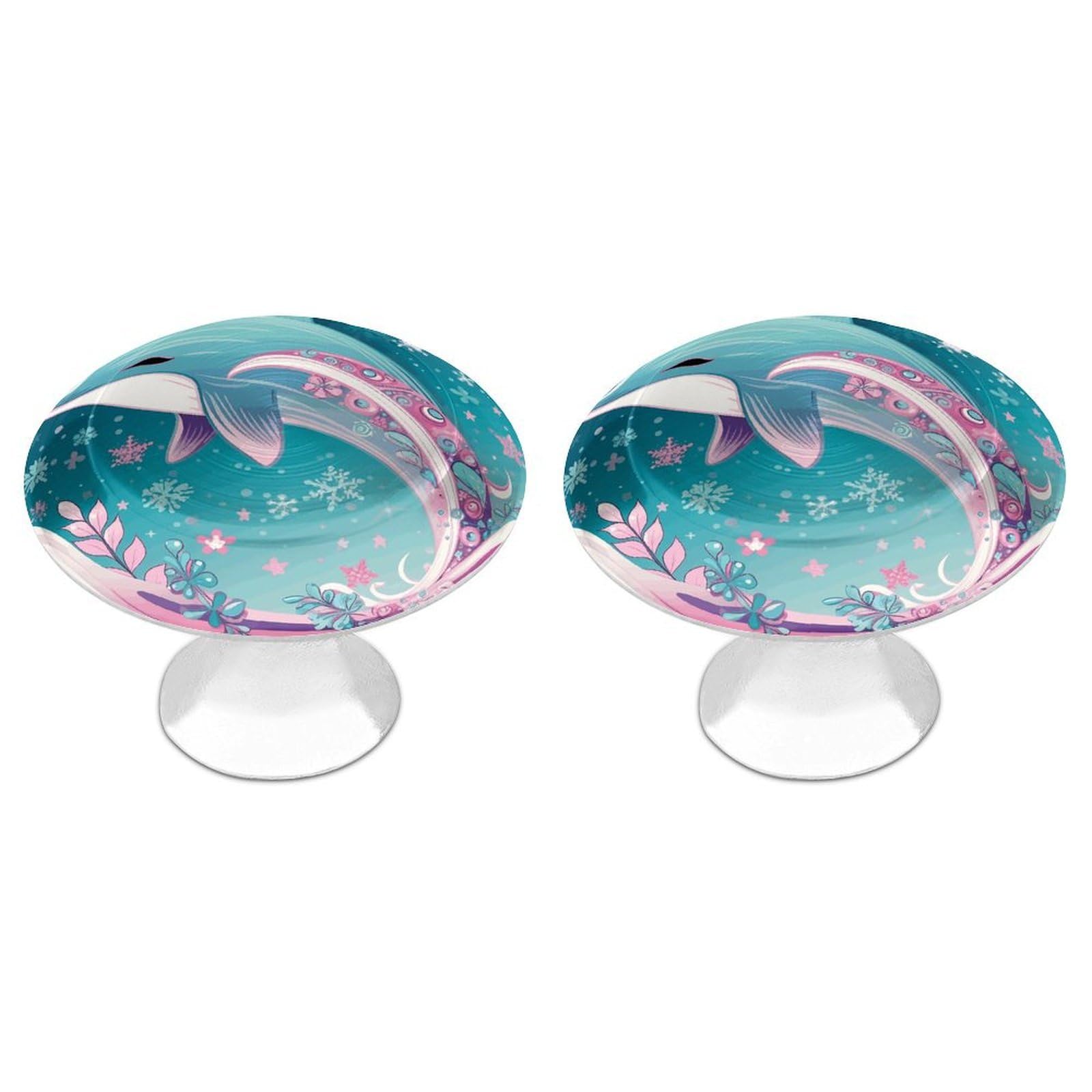 Fekiloot White Cute Dolphin Snowflake Cabinet Knobs For Kitchen Ornament, Round Zinc Decorative Drawer Pulls For Cabinets Trendy, Dresser Drawers Pulls Bathroom Dresser Knob With Screw