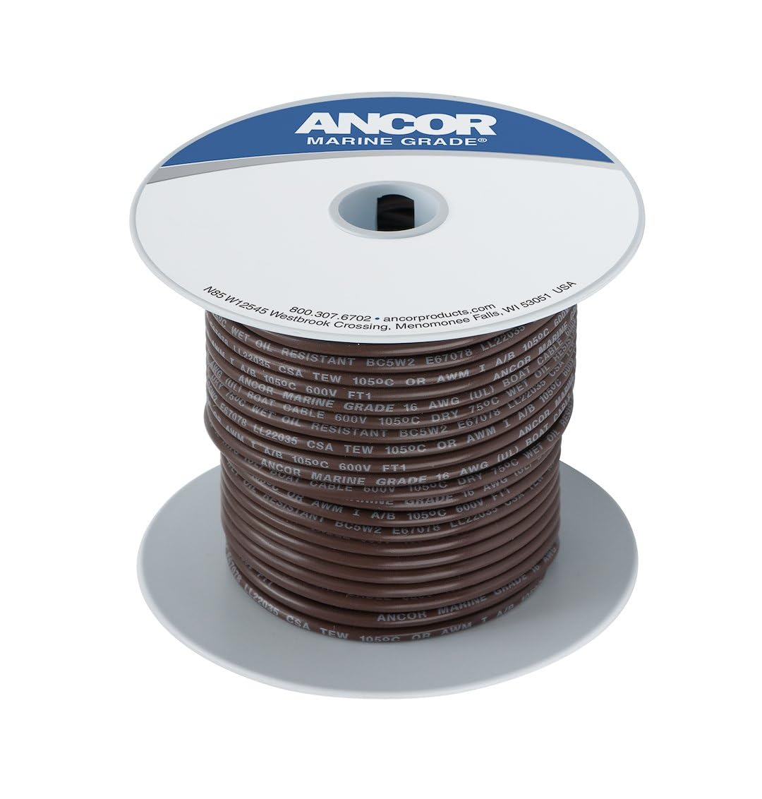 Ancor 108210 Tinned Copper Wire, 10 AWG (5mm2), Brown - 100ft