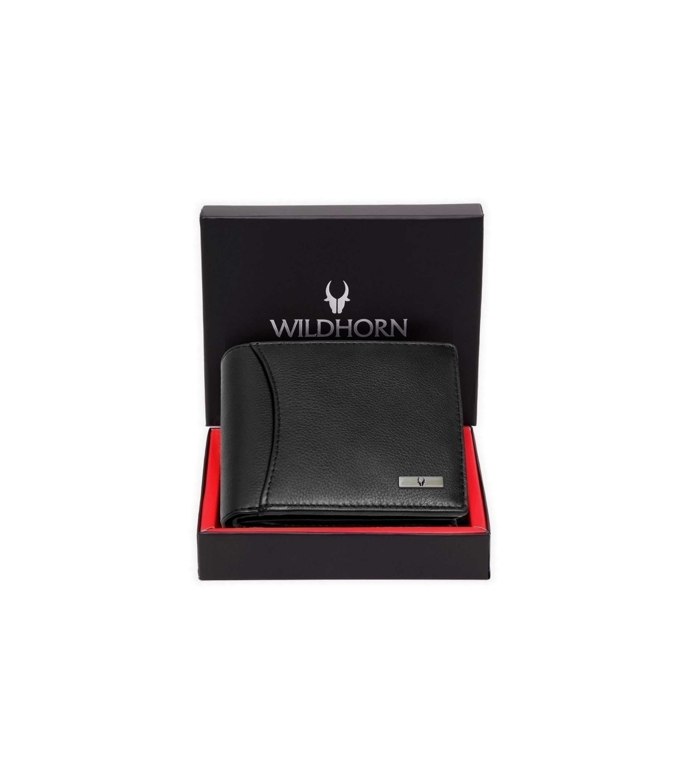 WildHorn Leather Wallet for Men, Black,(Pack of 1)