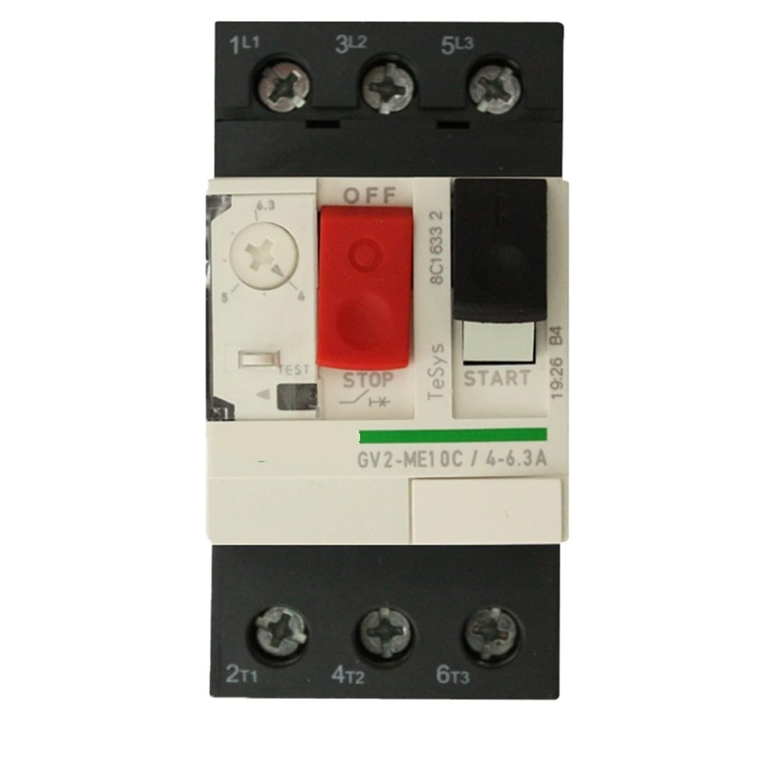 Motor Thermal Magnetic Circuit Breaker Button 3P GV2ME10C Motor Protection Switch Setting Current Range 4-6.3A 100KA 1Pcs
