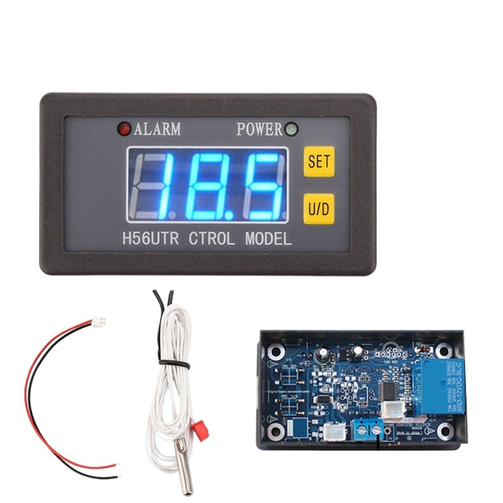 H56TR Digital Thermostat With NTC Sensor Probe Heating Cooling Relay Output Temperature Controller Sensor AC220V DC12/24V(Orange)