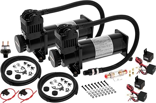 Vixen Horns Compresores de aire dobles a bordo de alta resistencia de 200 PSI. Reemplazo universal para bocina de tren de camión, suspensión, viaje,