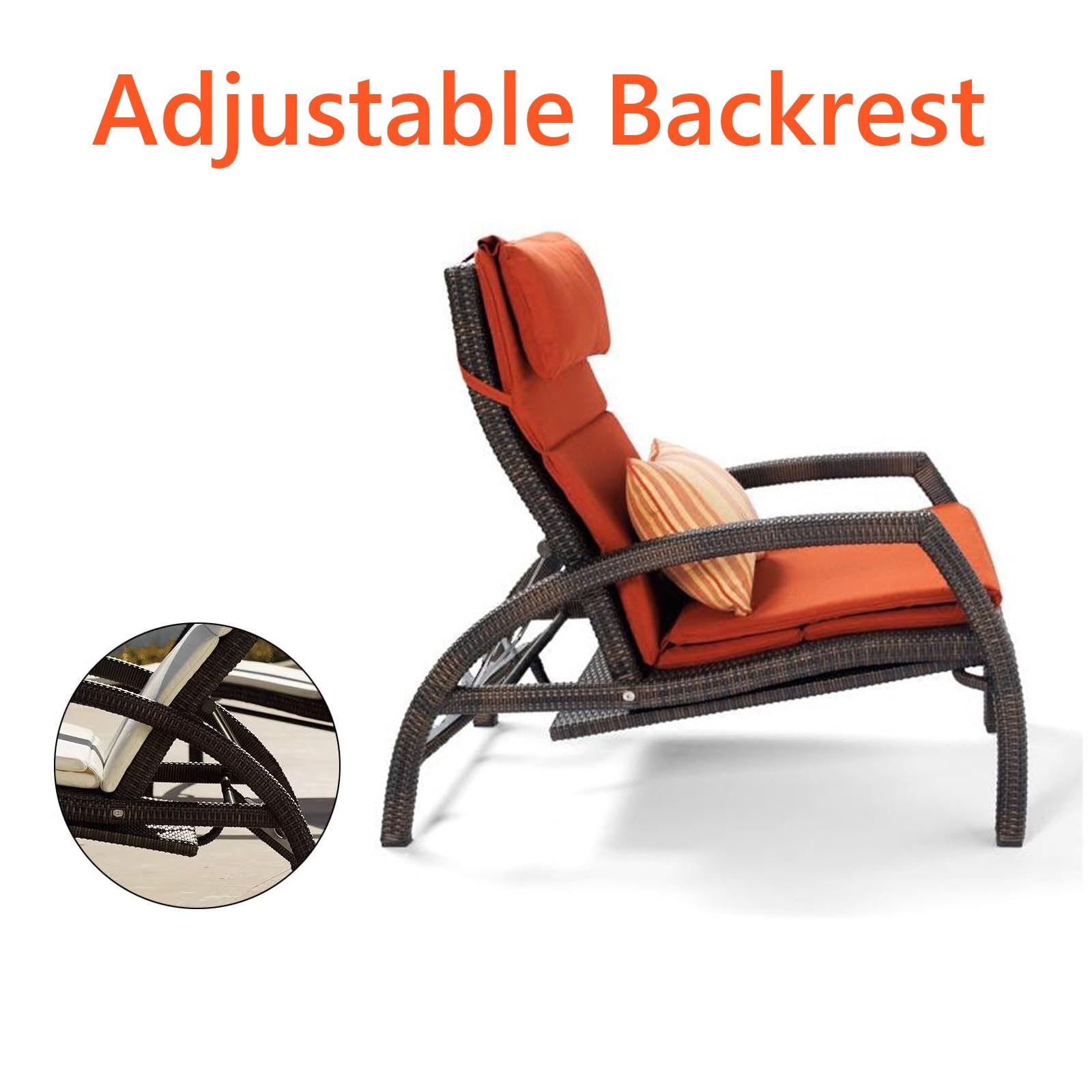 Sonnenliege Klappbar, Rattanweberei, Verstellbare Rückenlehne, Wasserdicht, Strandstuhl, für Garten, Strand, Schwimmbad, Terrasse (Color : A)