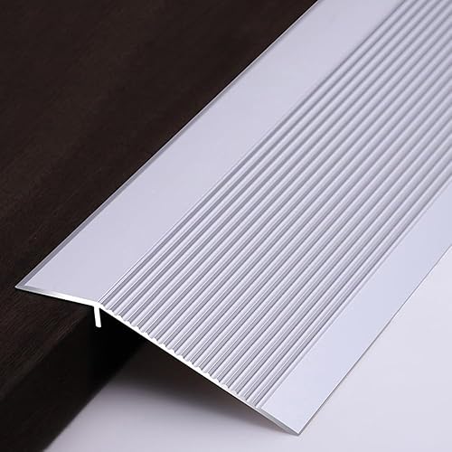 Miniatura 2 de Tira de transición de piso de metal, rampa de umbral antideslizante de madera a borde de azulejos, altura de la tira de 0.394 a 1.575 pulgadas,