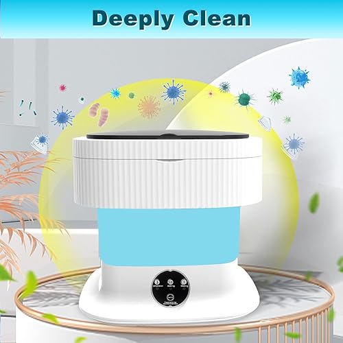 Miniatura 3 de Lavadora portátil, mini lavadora de 15 litros de alta capacidad con 3 modos de limpieza profunda, mini portátil plegable para ropa de bebé, ropa
