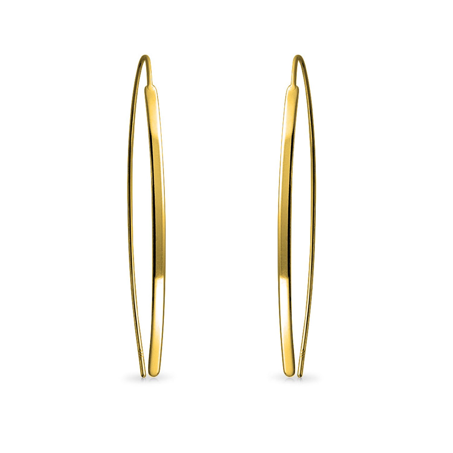 Delicado Minimalista Moderno Largo Delgado Lineal Pendientesenhebrador Para Mujeres Adolescente Rosa Chapado En Oro .925 Plata De Ley