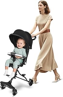 Triciclo de bebé escalable con mango padre, capucha de protección, bicicleta de bebé, con parasoles plegables, ruedas silenciosas, agarre cómodo-negro