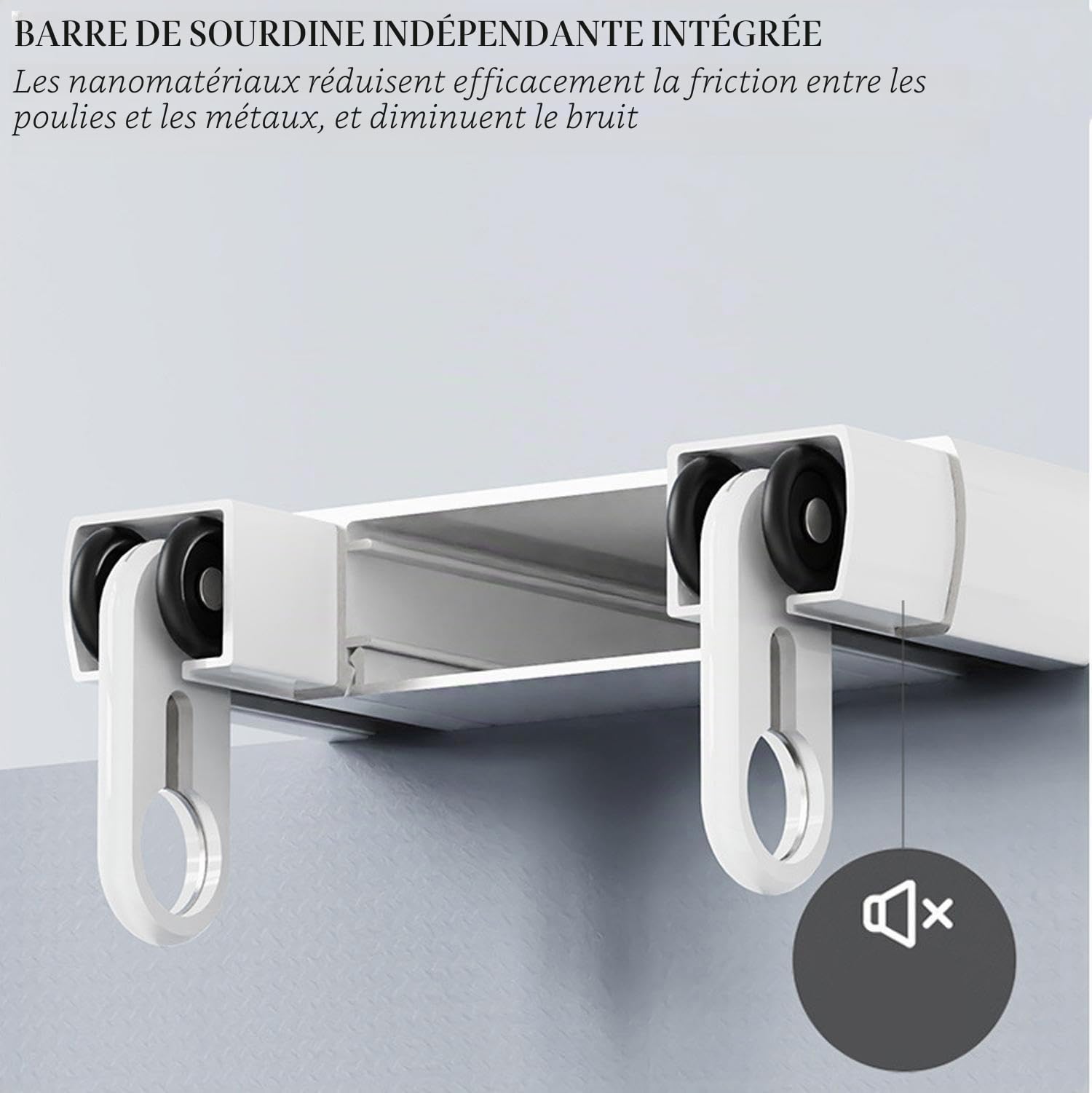 Double rail de rideau rail de montage de plafond de connexion lourde de luxe pour le salon et les séparateurs de chambre à coucher, Nano Silent rail en alliage d'aluminium ,White-1m/3.3ft/39inch