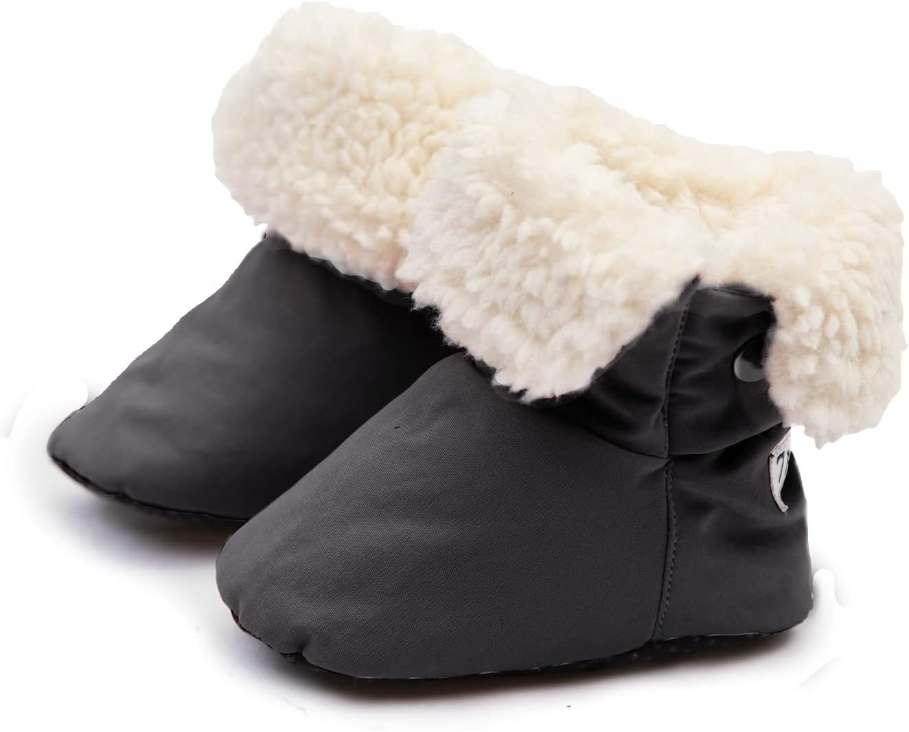 7 A.M. 7AM Enfant Benji Baby Booties - Water Repellent Baby Shoes for Girls & Boys, Sherpa Lining Winter Baby Anti-Slip Sole Boots