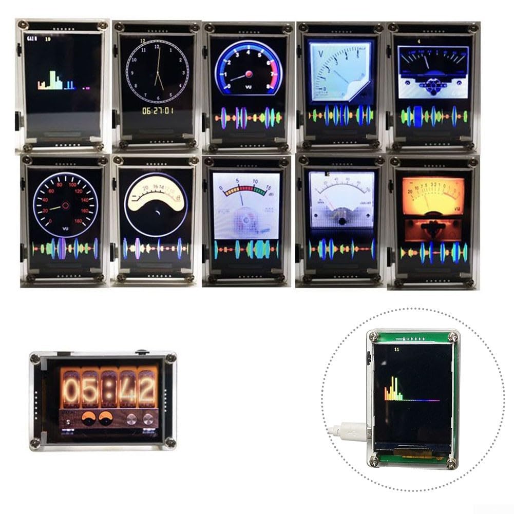 Besttoolifes Analizzatore di spettro audio, VU Meter di livello musicale a controllo vocale 2,4 pollici ritmo HD LCD Display di simulazione a colori 10 modalità USB Analizzatore di spettro audio