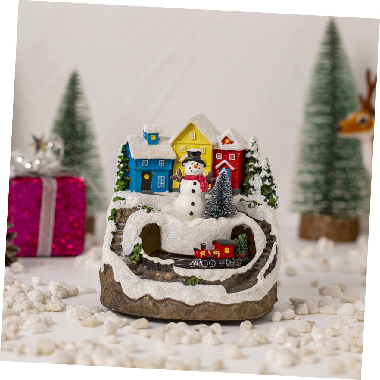 Cabilock Casetta Illuminata di Natale in Miniatura Statuina di Casa da Scrivania con Luce Decorazione Festiva per Tavolo Casa in Miniatura Luminosa per Anniversario di Matrimonio