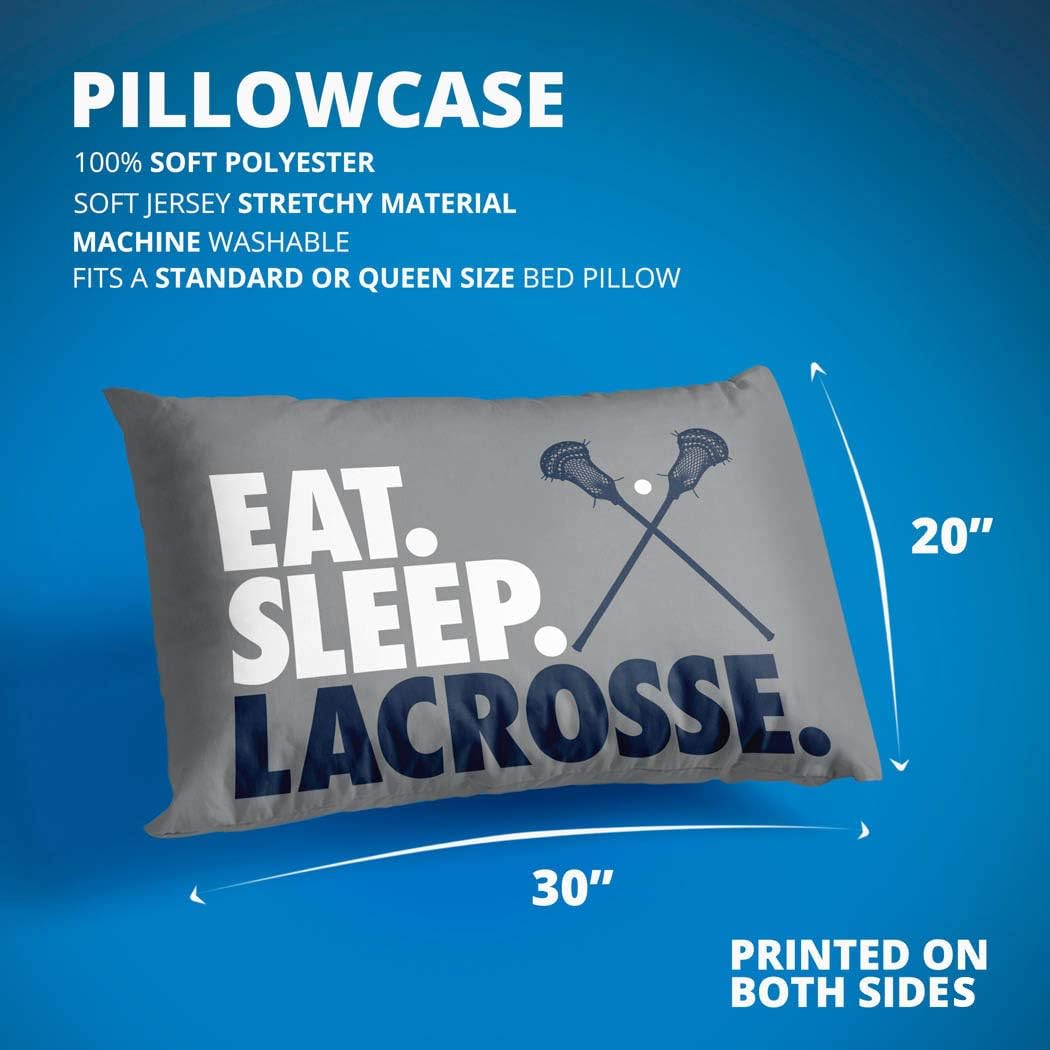 ChalkTalkSPORTS Eat Sleep Lacrosse Pillowcase for Guys | Home Decor | Gray