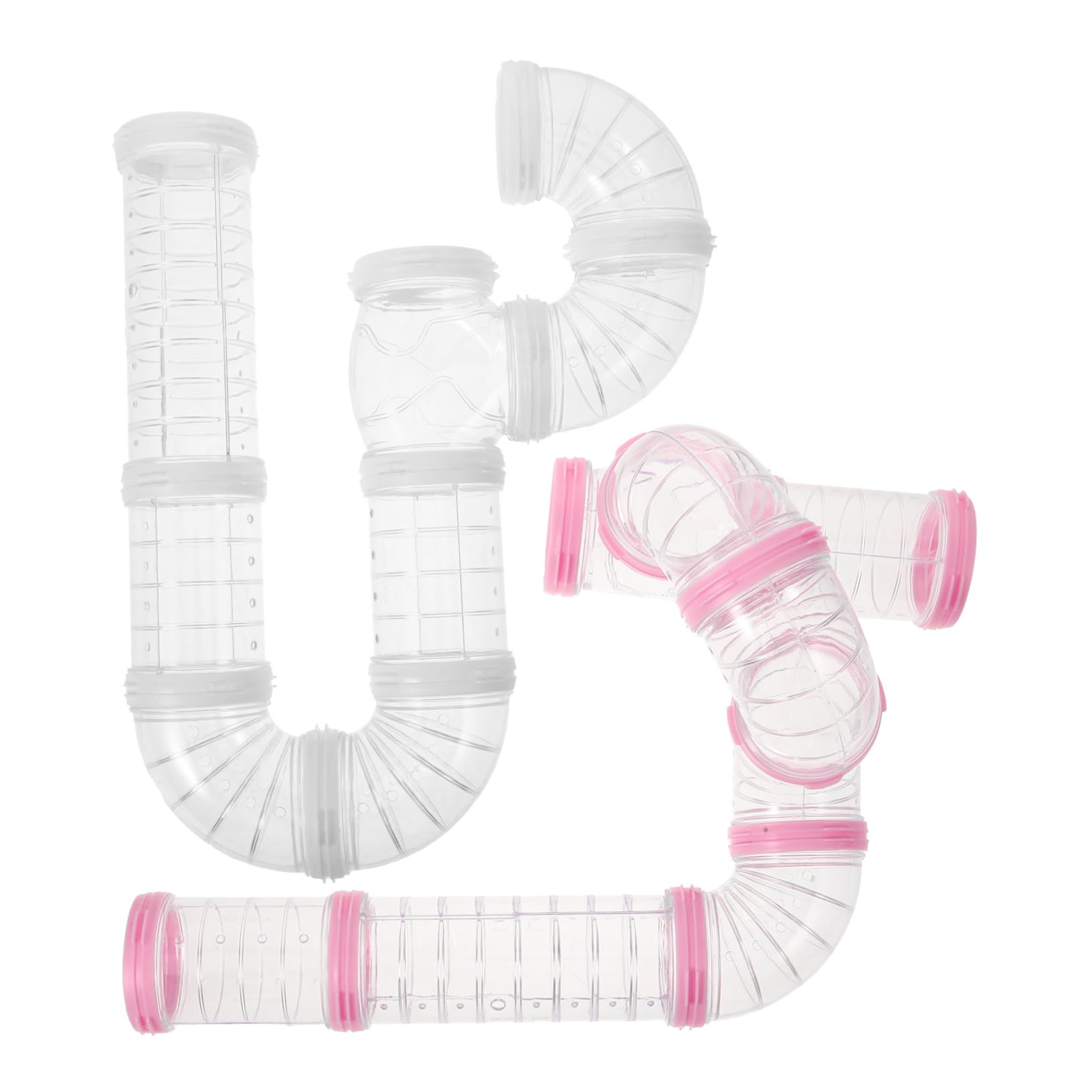 2 Stück Selbstgemacht Hamsterröhren aus Pp mit Abnehmbarem Design und Transparenten Außenrohren für Hamster und Eichhörnchen als Spielerischer Hamstertunnel Zubehör im Käfig