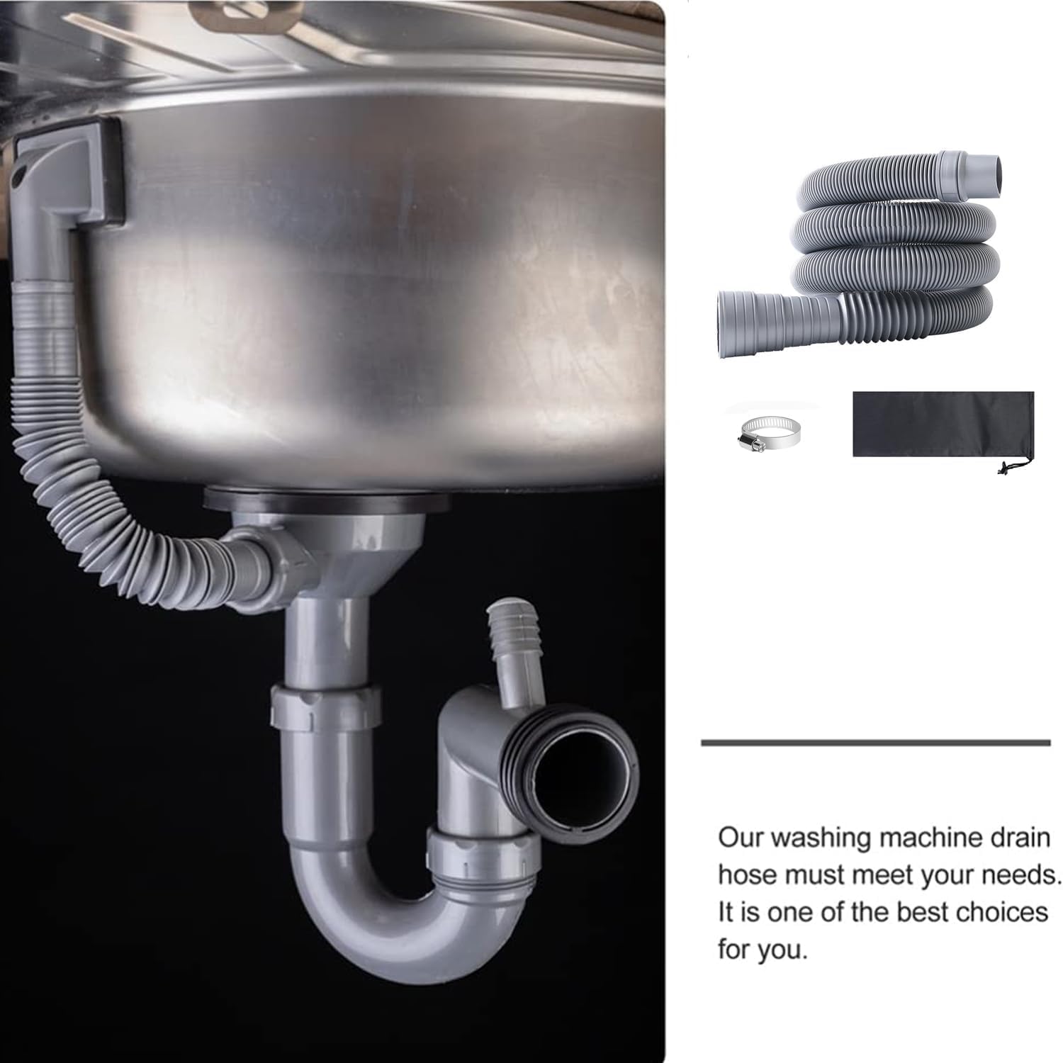 Kit de manguera plegable para aguas residuales de RV, tubo de residuos de caravana a prueba de fugas con adaptadores ajustables para autocaravanas, caravanas y remolques