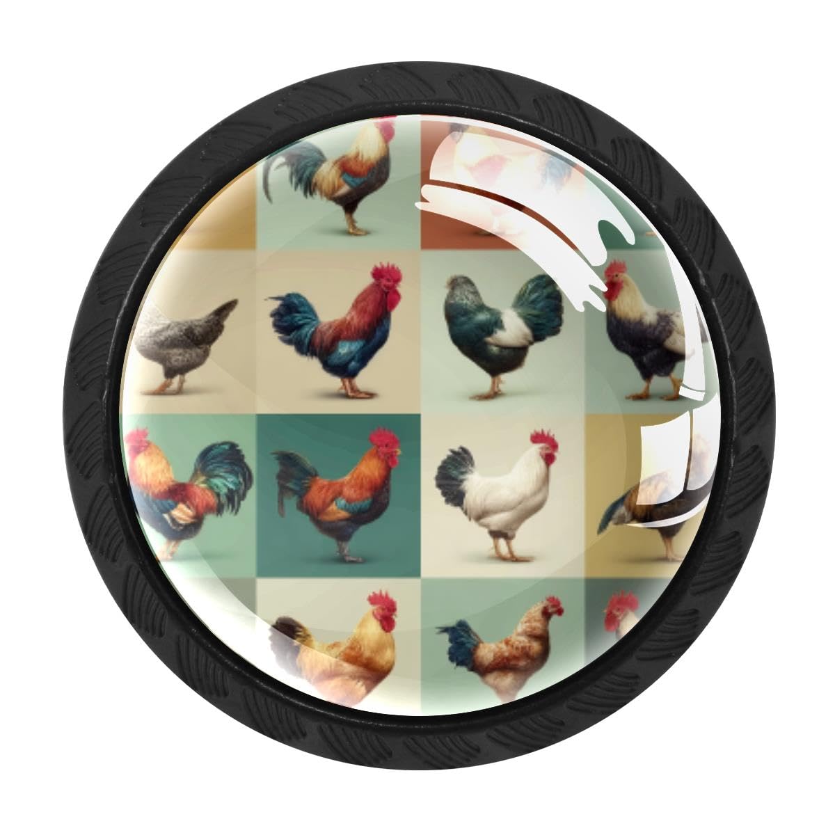 Heoeh Multi 15 4 Pcs Kitchen Cabinet Knobs, Rooster Hens Drawer Knobs Dresser Handles
