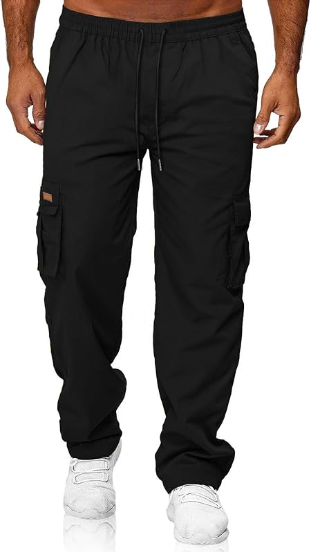 HOTake Hiking Pants Men Pantalones De Hombre Men's Joggers with Pockets Medium Black image 3