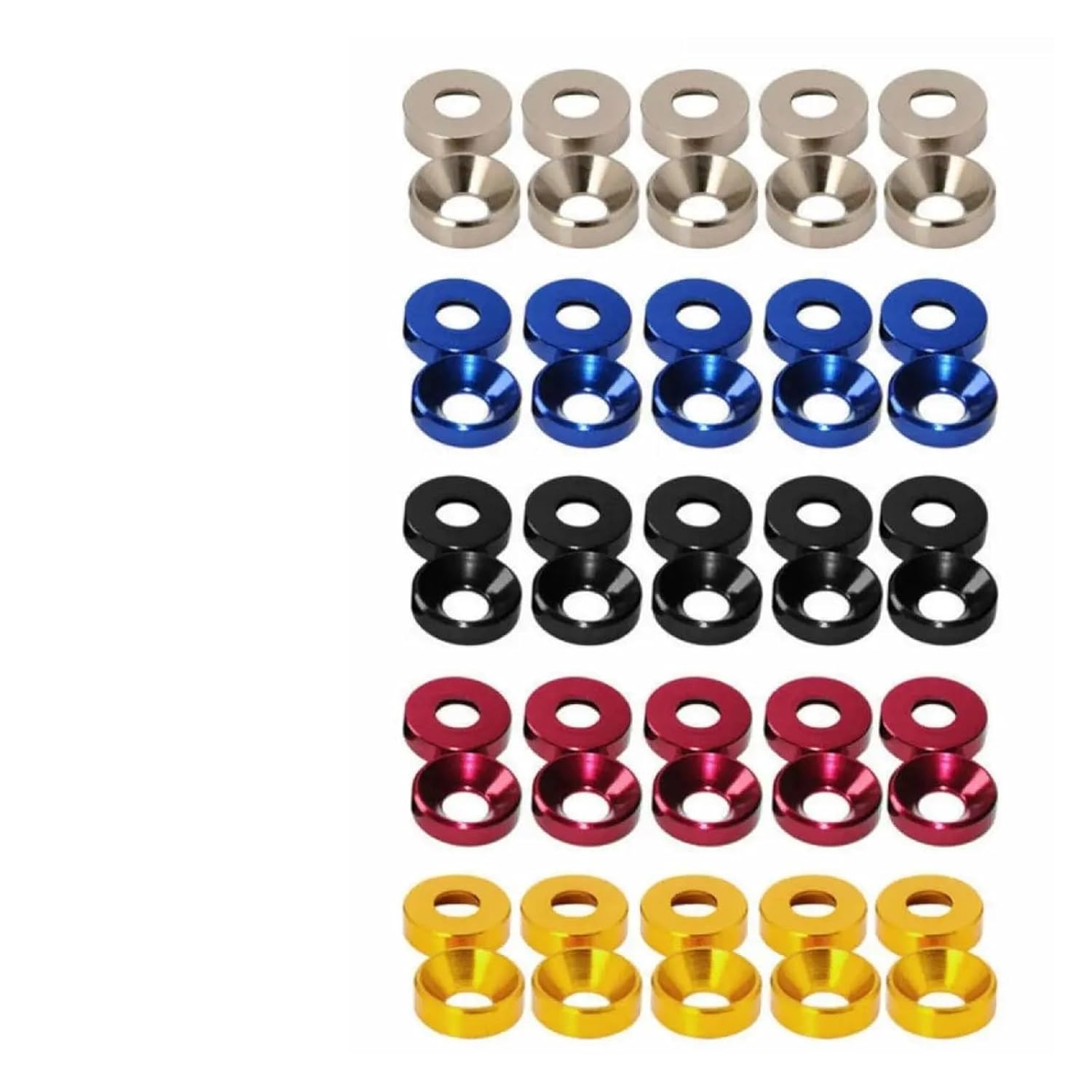 Cone Cup Countersunk Washers, Aluminum Alloy Anodized Countersunk Head Bolt Washers M2-M6 Multicolor 10pcs(Red,M6)