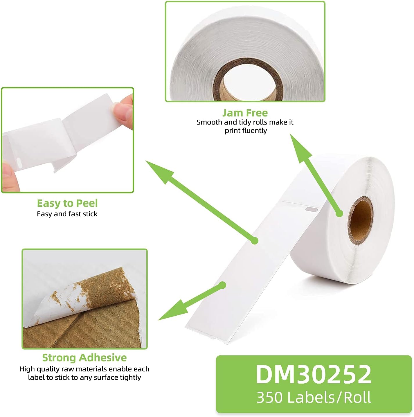 Compatible 1-1/8" x 3-1/2" Direct Thermal Labels Replacement for DYMO 30252 Barcodes Address Postage, Compatible with Rollo, DYMO 4XL & Zebra Desktop Printers (24 Rolls, 350 Labels/Roll)