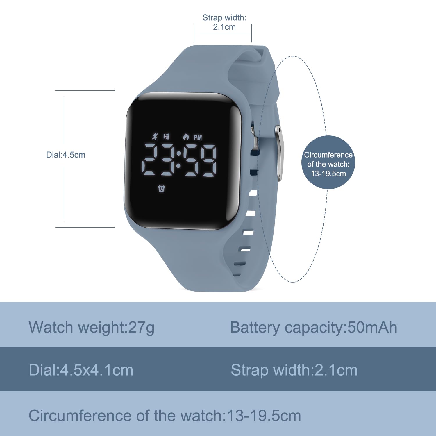 NN BEN NEVIS Reloj digital para niños y niñas, reloj deportivo con rastreador de fitness, despertador, cronómetro, sin aplicación e impermeable, reloj para niños de 5 a 12 años