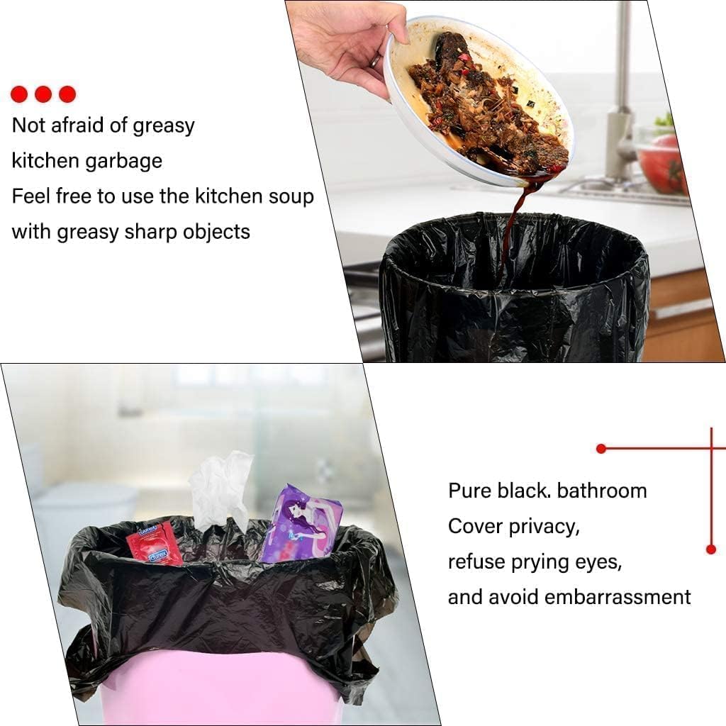 Black Trash Bags Set of 3 Thick Durable Plastic Garbage Bags | Leak-Proof & Puncture-Resistant | for Kitchen Restaurants Yard, Office use image 2