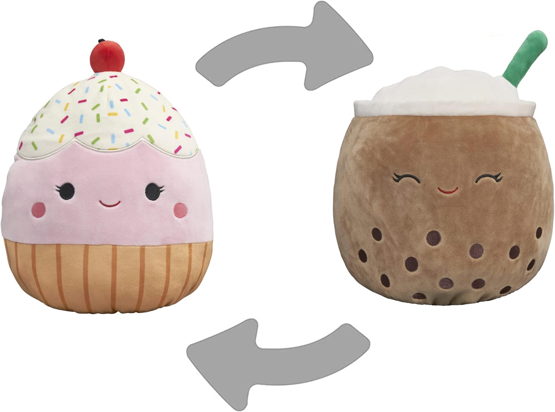 SquishmallowsOriginal FlipAMallows 12in Boba and Cupcake Flippable Plush - Official Jazwares Product (Medium)